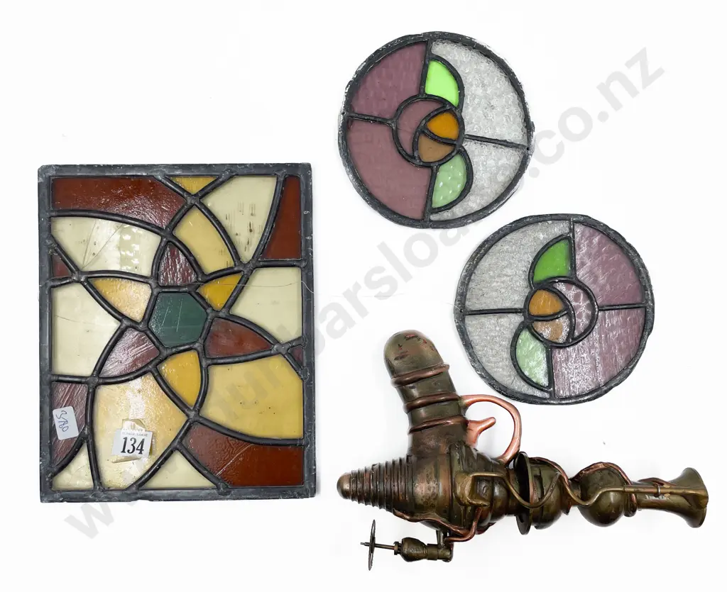 Three Stained Glass Panels together with Steam Punk Gun Ornament Image 1++