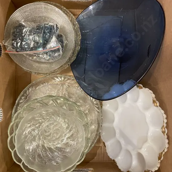Box of Assorted Glass Serving Ware