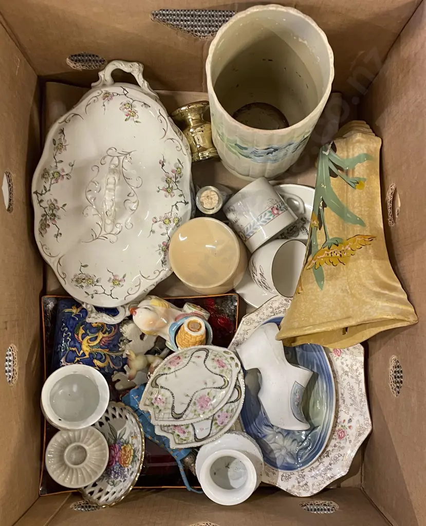 Box of Assorted Fancy China and Ornaments etc Image 1++