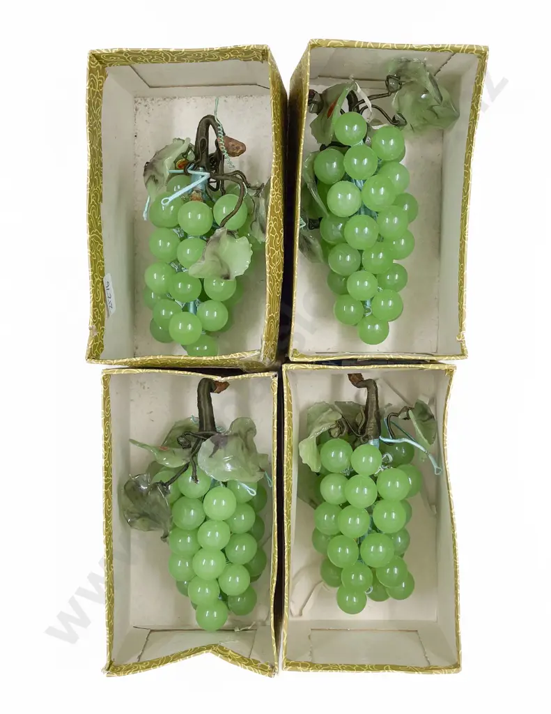 Four Boxed Glass Grape Ornaments Image 1++