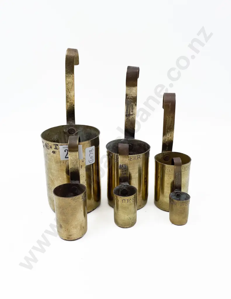 Set of Six Indian Brass Cylinder Measures Image 1++