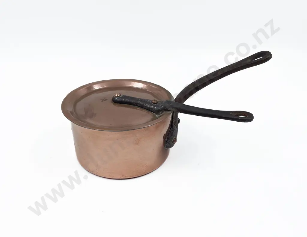 Victorian Copper and Iron Saucepan and Cover Image 1++