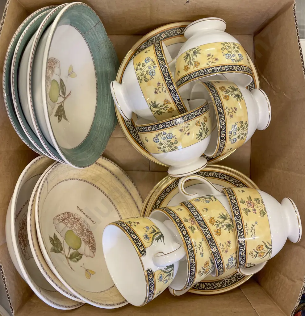 Wedgwood Tea Cup Saucer and Plates and Queensware Dessert Bowls Image 1++