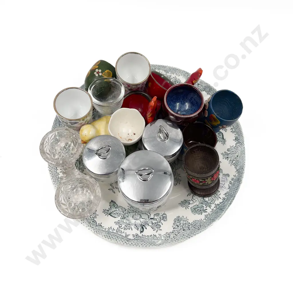 Collection of Egg Cups and Three Worcester Egg Coddlers Image 1++