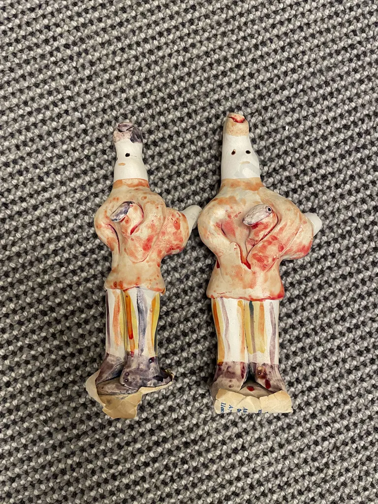 Collection of Russian Lacquered Ware with Stacking Doll and Two Whistles Image 1++