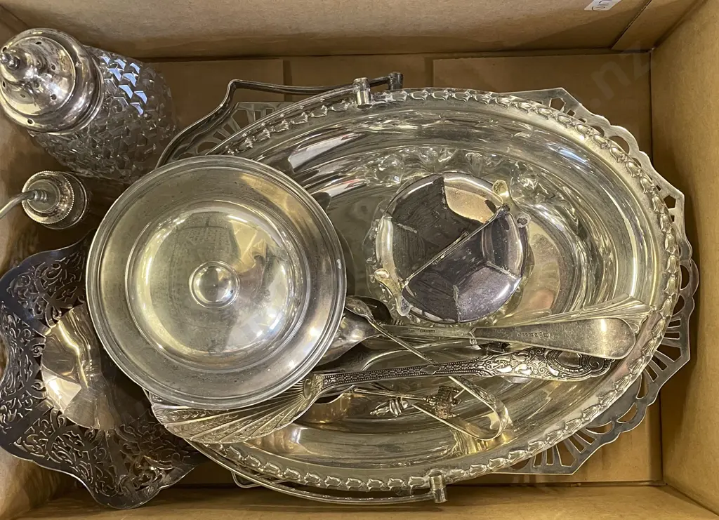 Collection of Silver Plate including S/S topped Sugar Castor and Scent Atomizer Image 1++