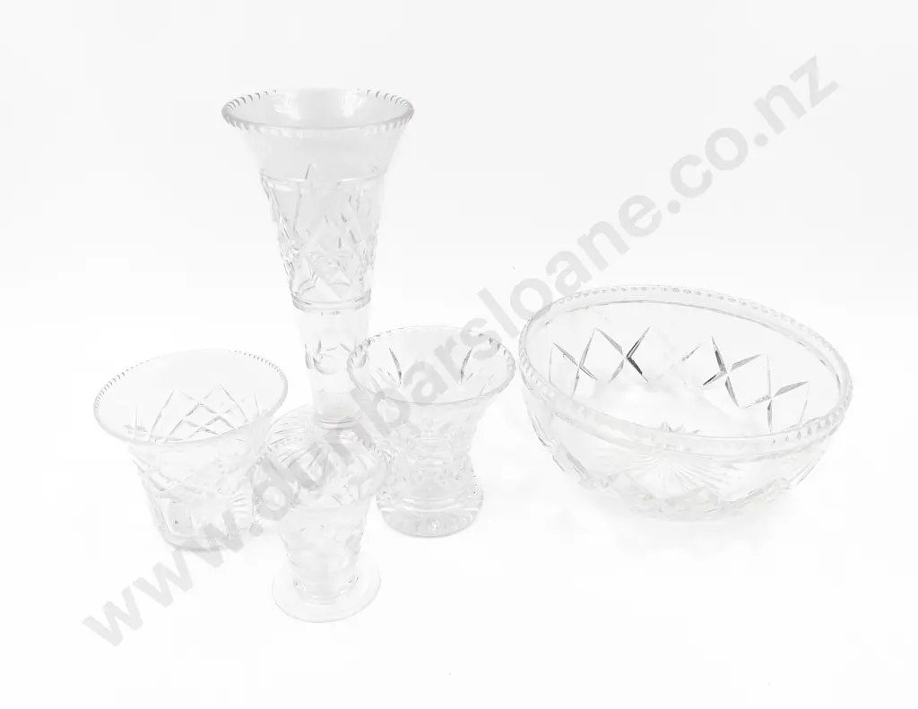 Stewart Crystal Bowl and Four Others Image 1++