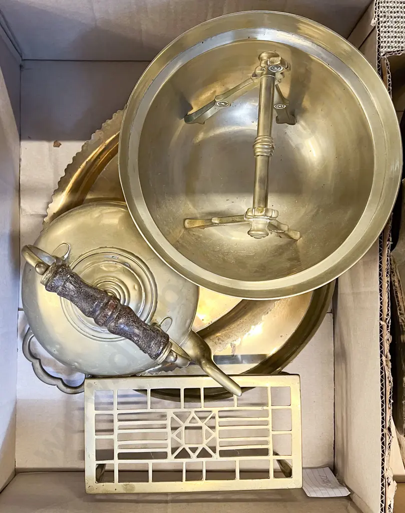 Two Boxes of Assorted Brass Ware Image 1++