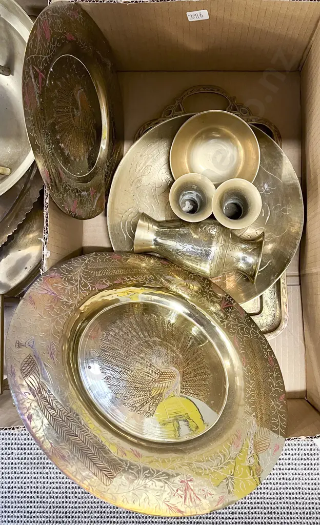 Two Boxes of Assorted Brass Ware Image 1++