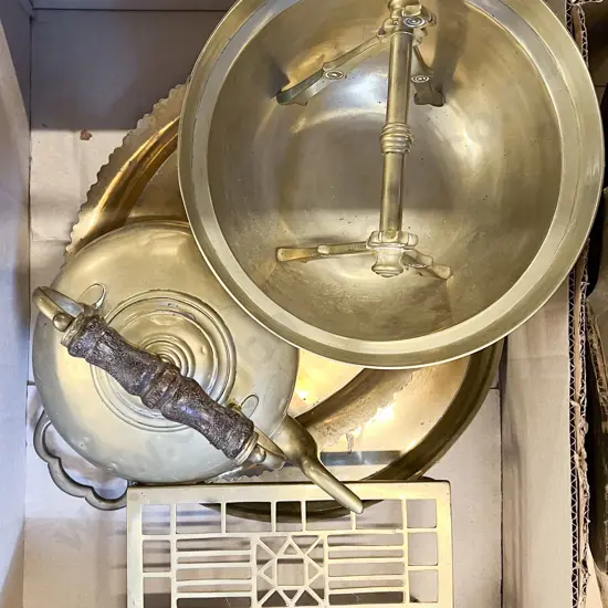 Two Boxes of Assorted Brass Ware