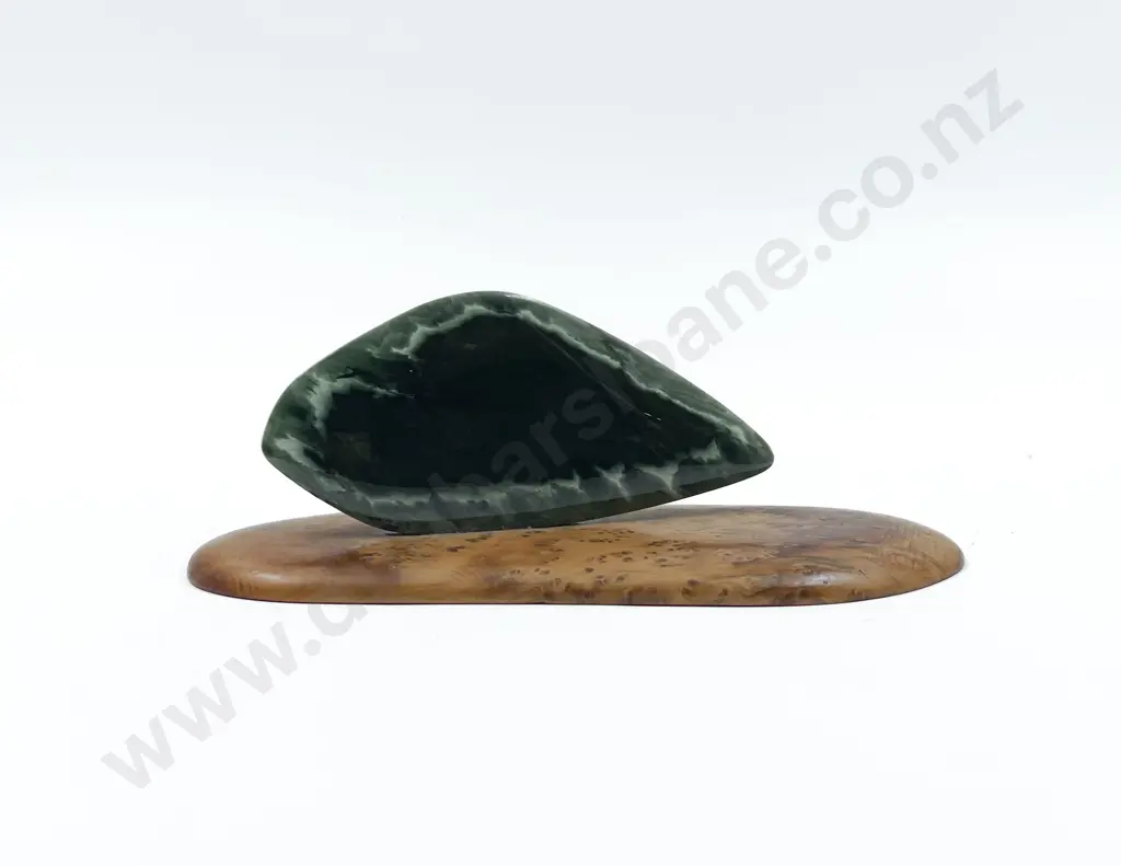 Greenstone Panel on Wooden Base Image 1++