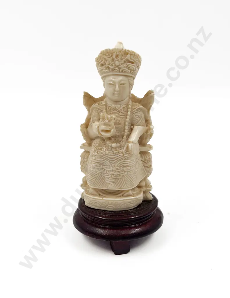Ivory Empress Figure on Wooden Stand 13.5cm H Image 1++