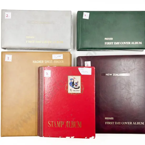 Two Stamp Albums and Four Binders Containing N.Z. & Pacific 1900 - 1990