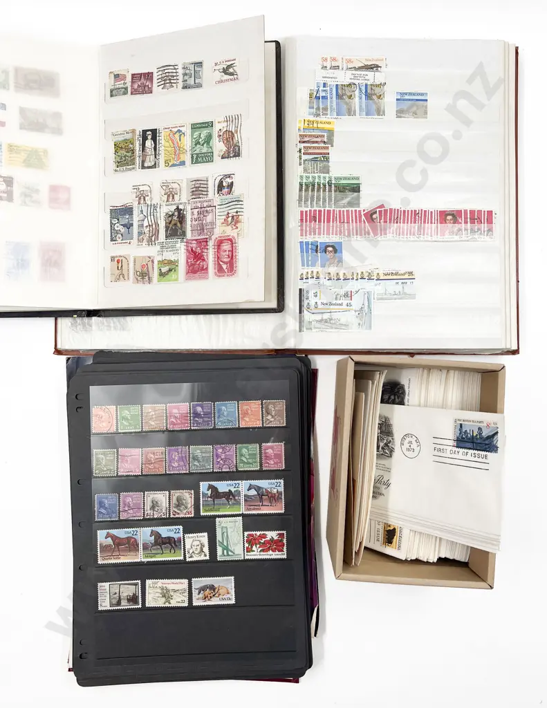 Stamp Album and Stock Book with First Day Covers and Loose Image 1++