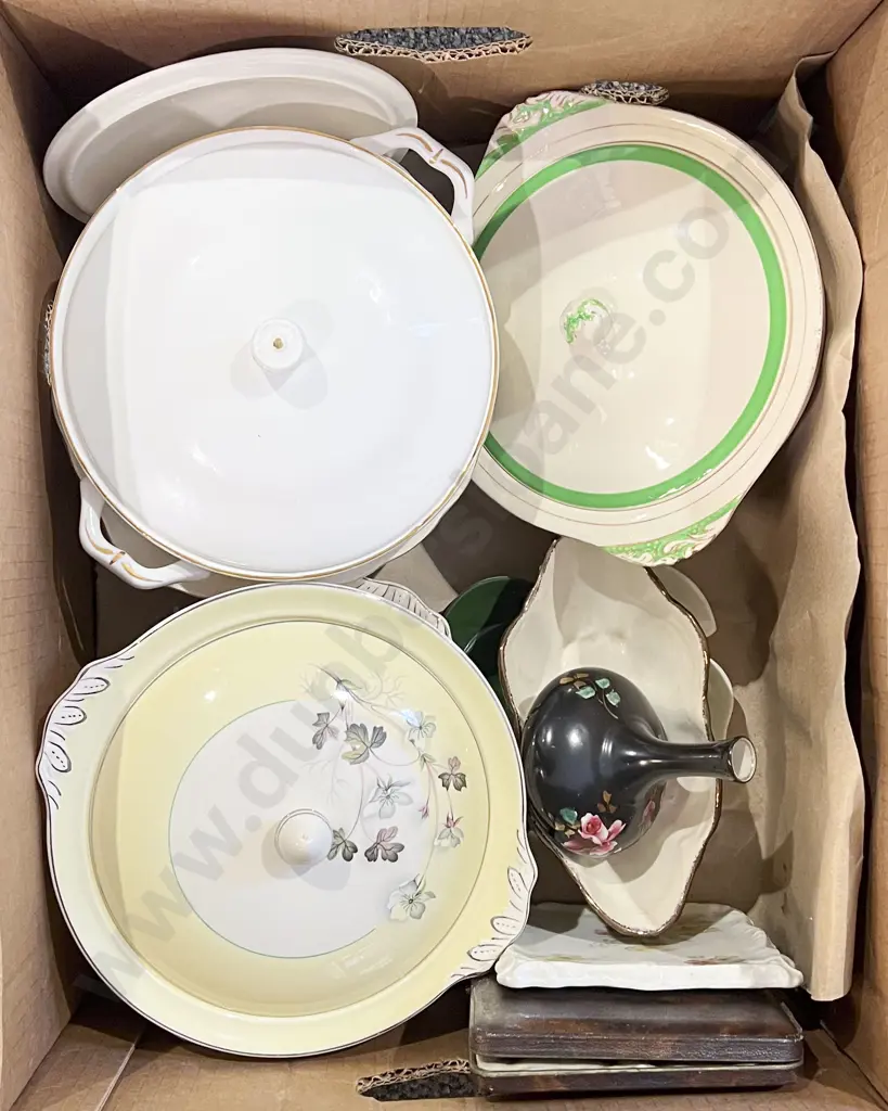 Box of Assorted Fancy China Tureens etc Image 1++