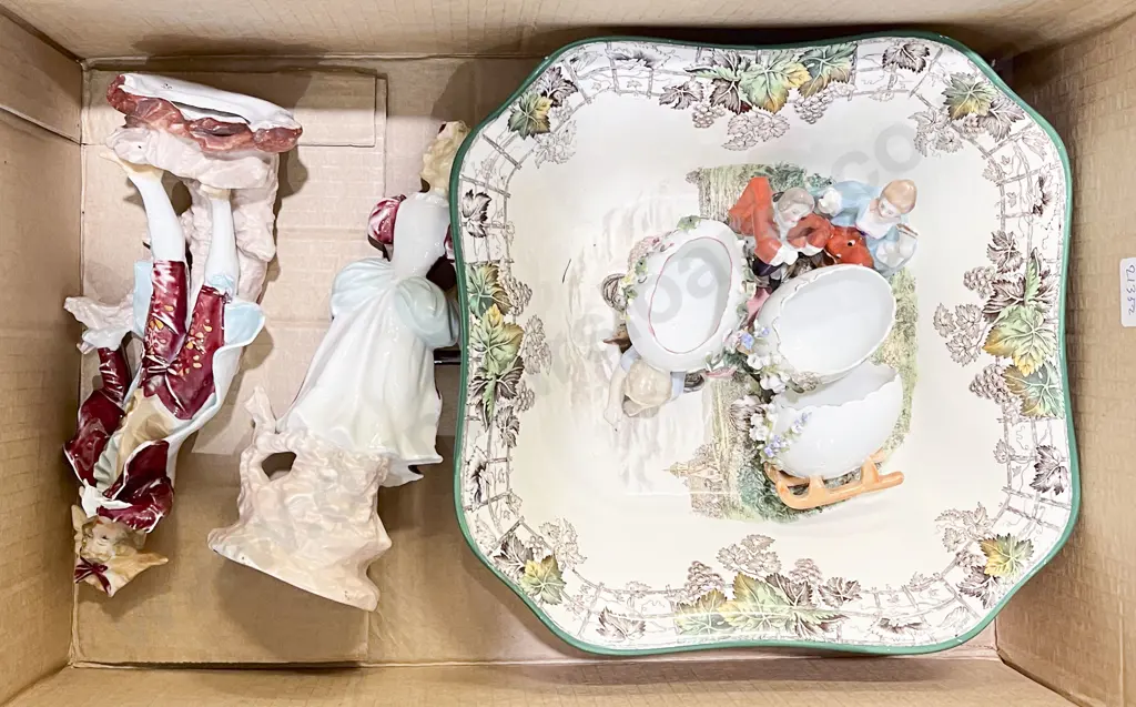 Copeland Spode Bowl together with Fancy China Figures etc Image 1++