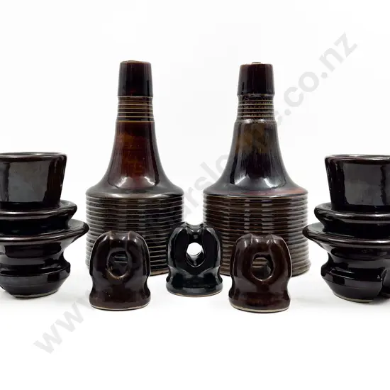Pair of Heavy Pottery Lamp Bases and Pair Insulators and Three Others