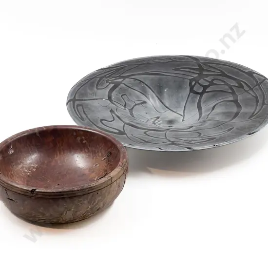 Art Glass Charger together with a David Quinn Turned Wood Bowl