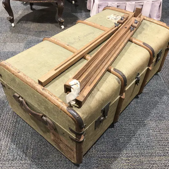 Vintage Travel Trunk with Suitcase and Easel