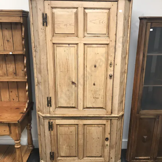 19th Century Country Kitchen Pine Corner Cabinet