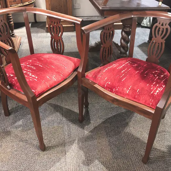 Pair of Edwardian Mahogany Tub Armchairs