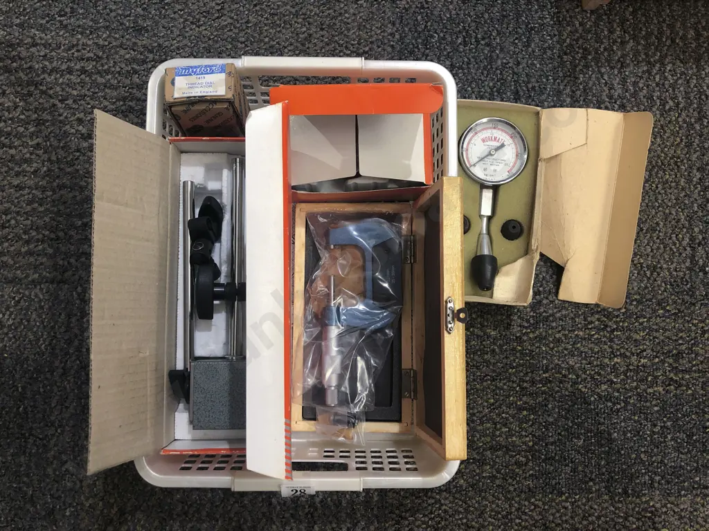 Boxed Micrometer Together with Compression Tester and Dial Indicator etc Image 1++