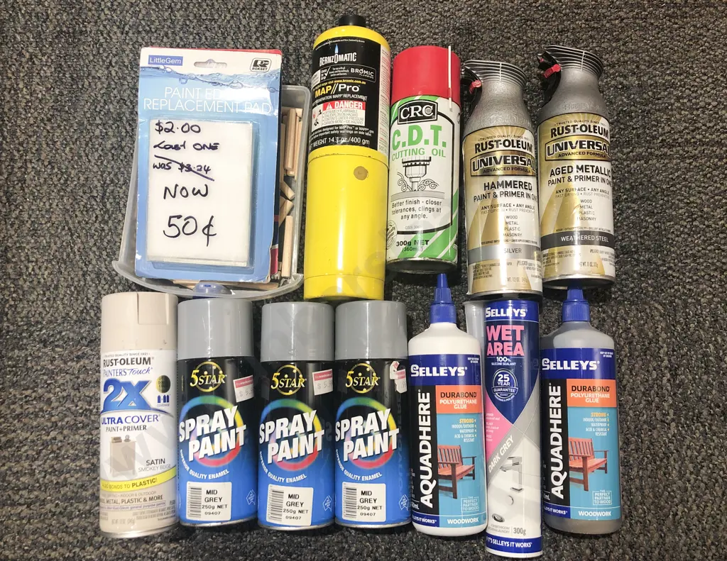 Qty of Assorted Adhesives and Paint Primers Etc Image 1++