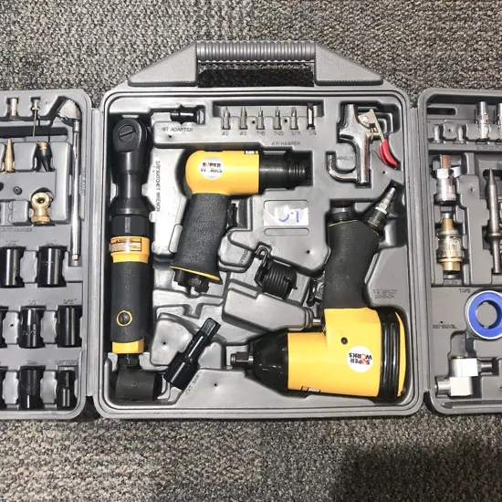 Cased Super Works Multi Air Tool Set and Accessories