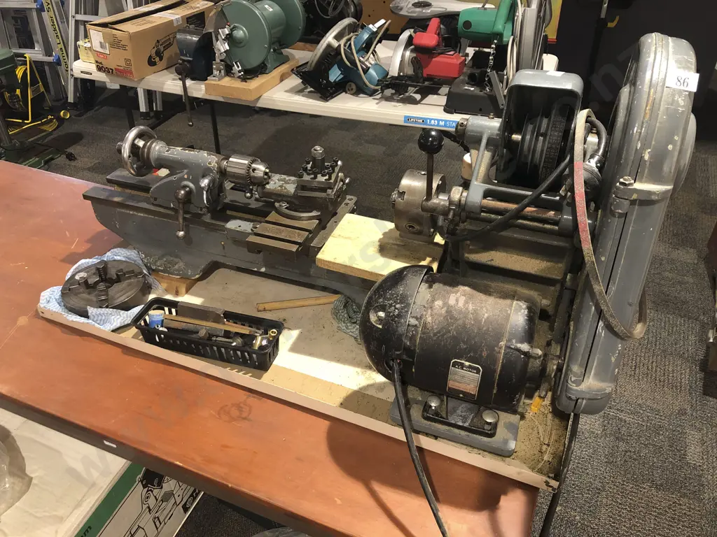 ***Vintage Myford Industrial Lathe ***PLEASE NOTE ADDED TOOLBOX AND CASED GEARS*** Image 1++