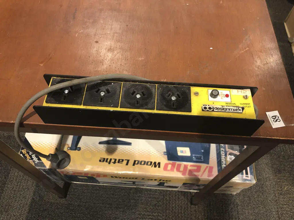 Vintage Rectangular Work Table with Mounted Multiplug Image 1++