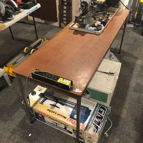 Vintage Rectangular Work Table with Mounted Multiplug