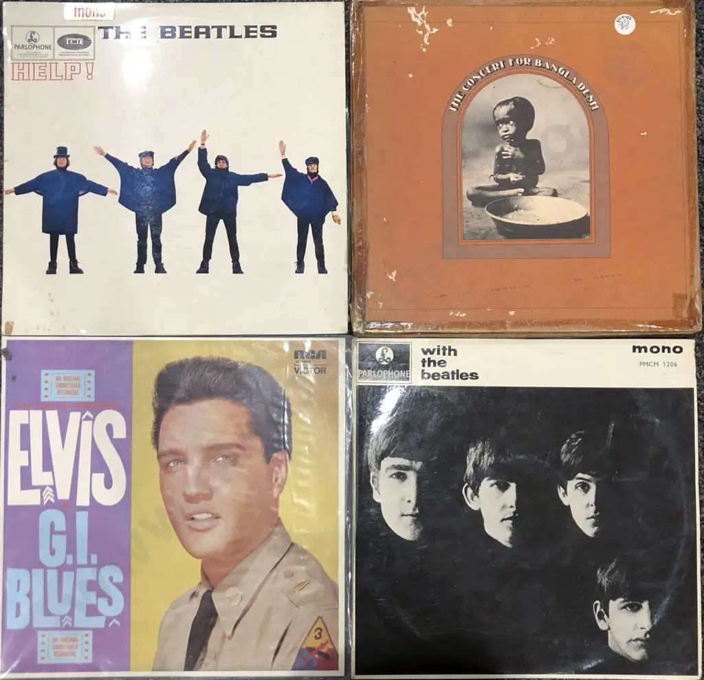 Four Assorted Records Including The Concert For Bangladesh and Elvis and The Beatles Image 1++