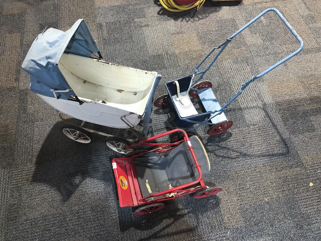 Two Small Triang Push Chairs Together with Toy Pram Image 1++