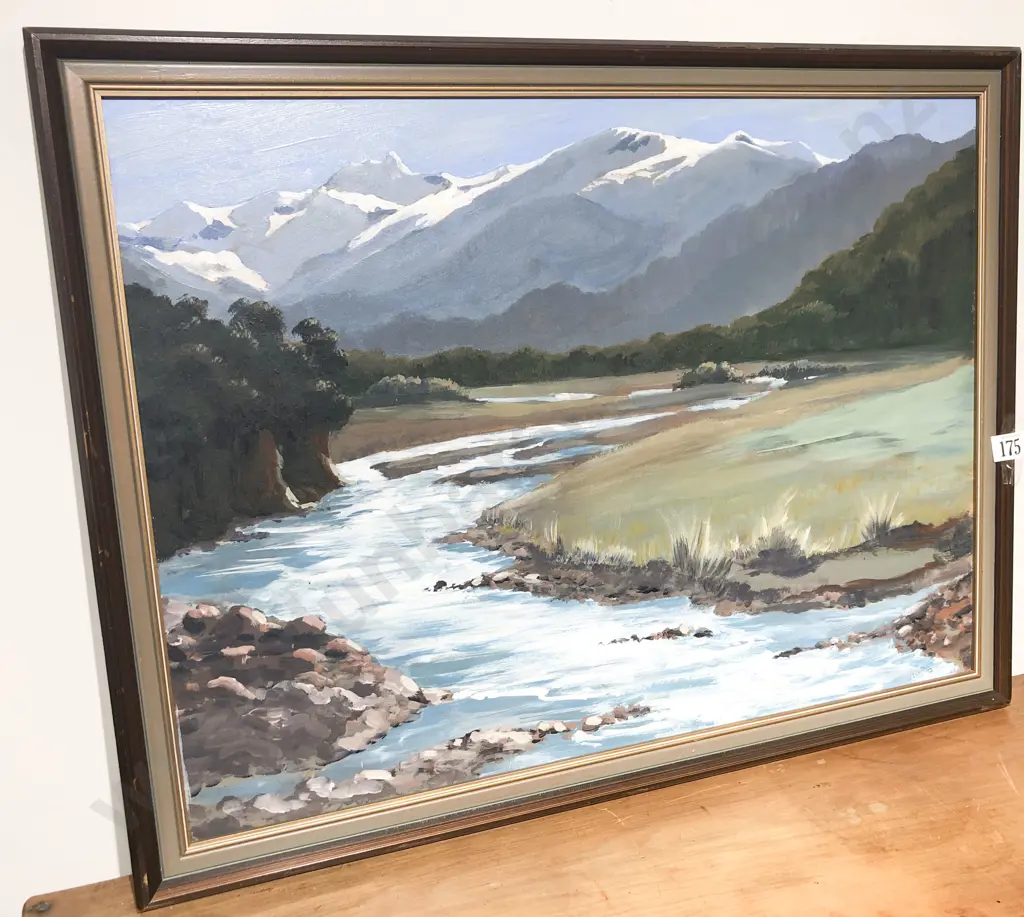 W. J. Oldham - Makarora River - Oil on Board Image 1++