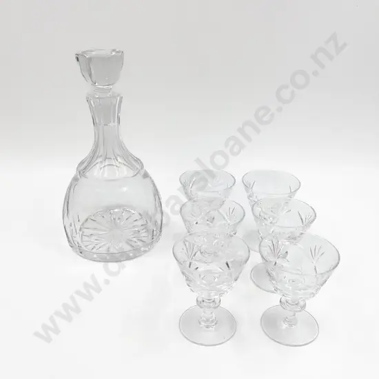 Crystal Decanter and Six Port Glasses