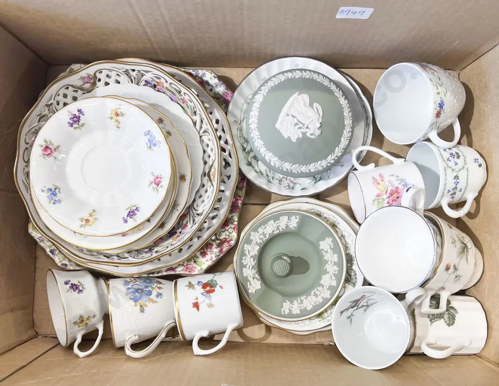 Box of Assorted Fancy China Including Wedgwood Image 1++