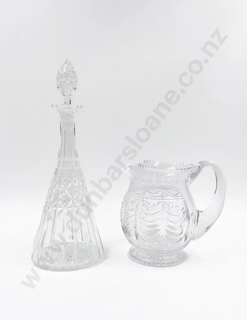 Crystal Conical Decanter Together with Stuart Crystal Jug Image 1++