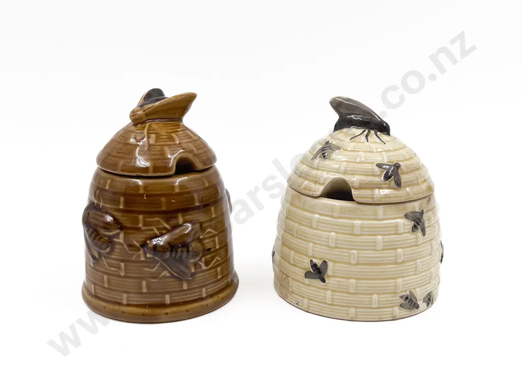 Pair of Glazed Pottery Honey Jars Image 1++