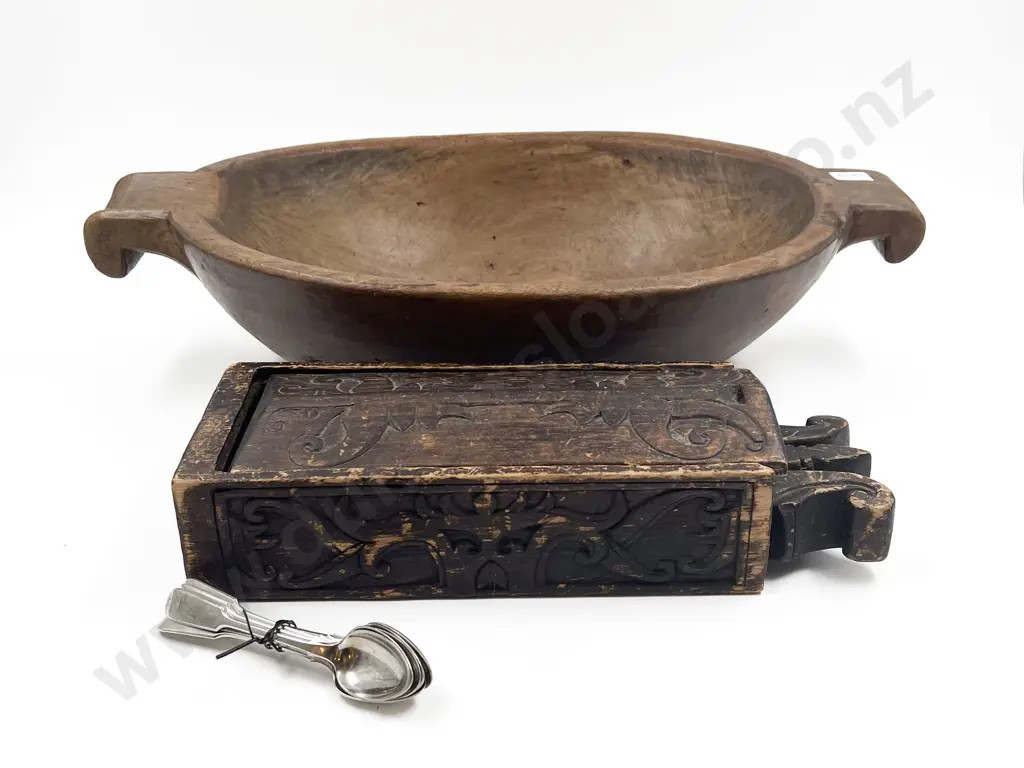 Carved Candle Box Together with Large Wooden Bowl Image 1++