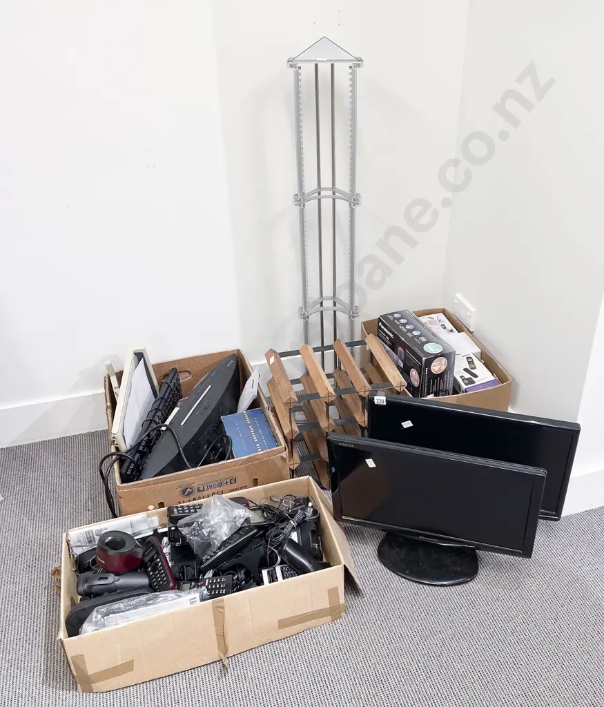 Quantity of Assorted Electronics Together with Wine Rack etc Image 1++