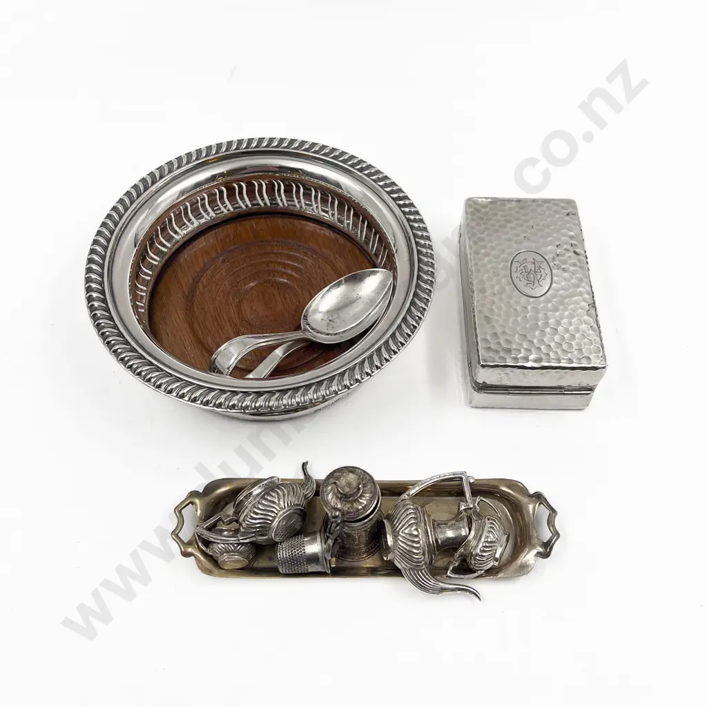 Qty of Assorted Plated Items Including Miniatures and Wine Coaster etc Image 1++