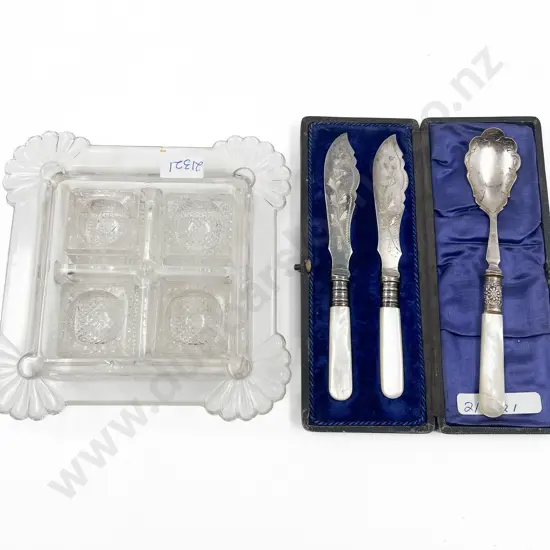 Cased Butter Knives and Jam Spoon Together with Other