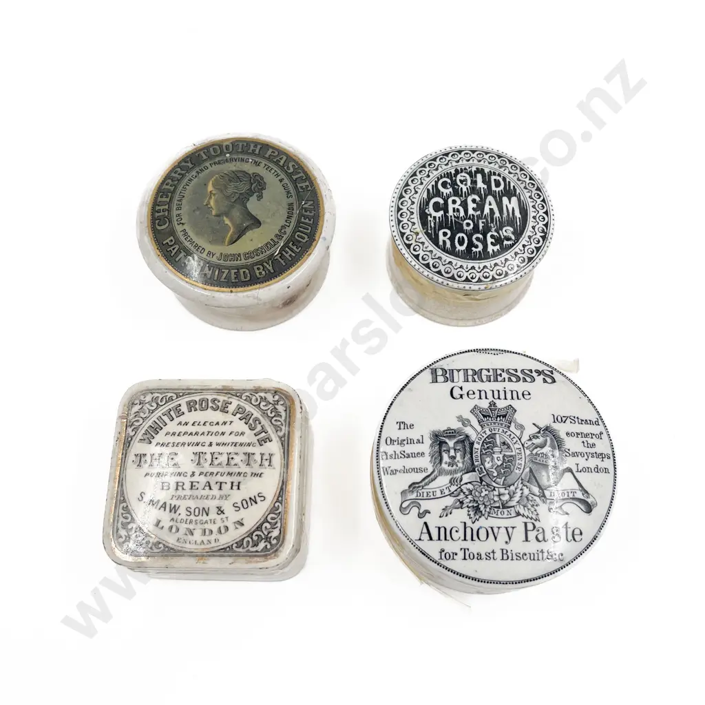 Four Antique Ceramic Paste Jars Image 1++