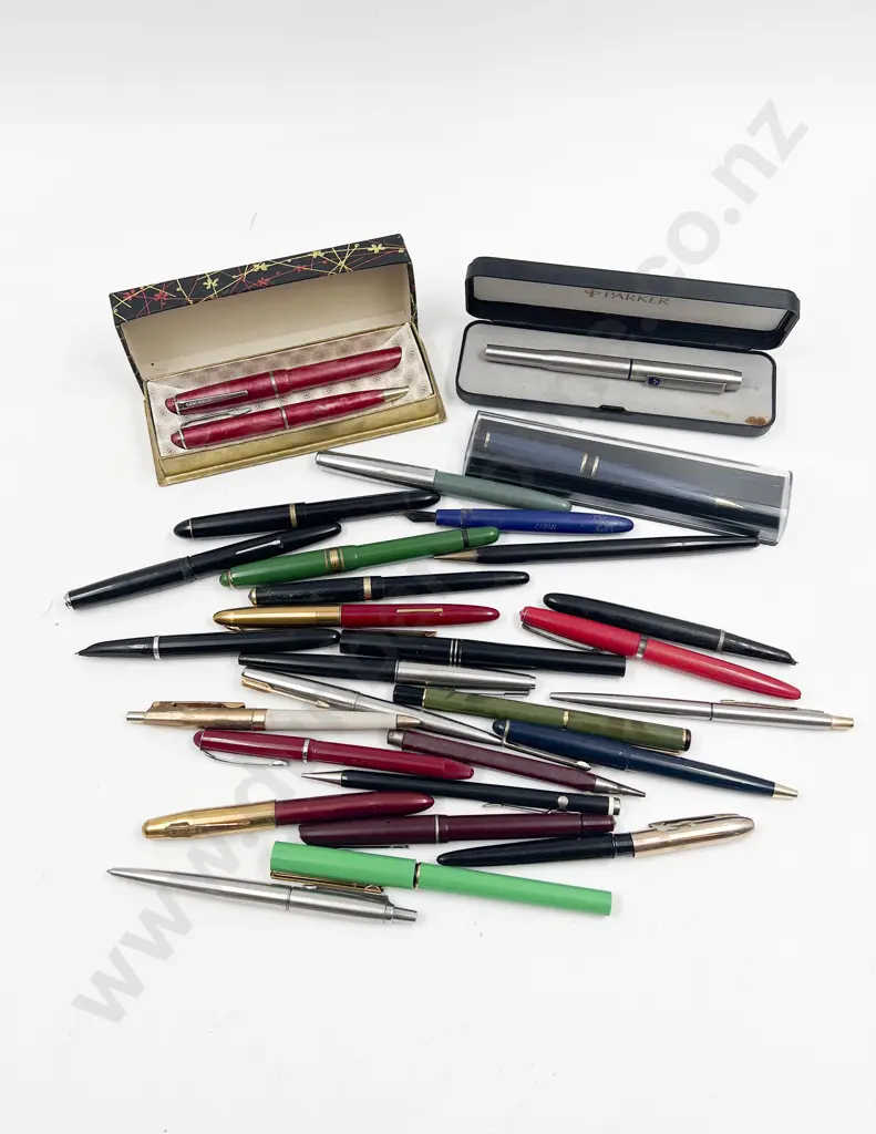 Qty of Assorted Ball Point and Fountain Pens Image 1++