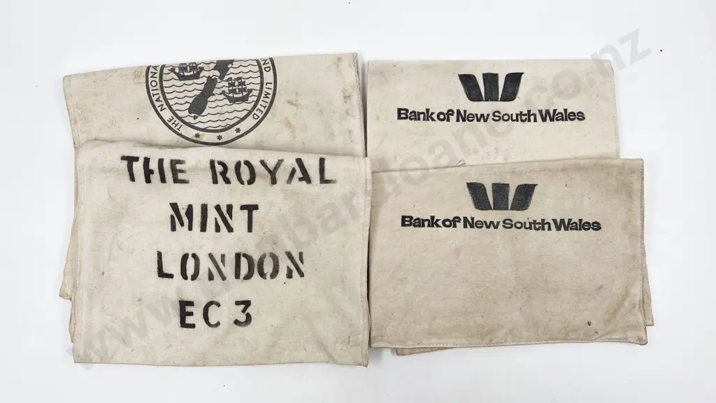 Five Vintage Bank Money Bags Image 1++