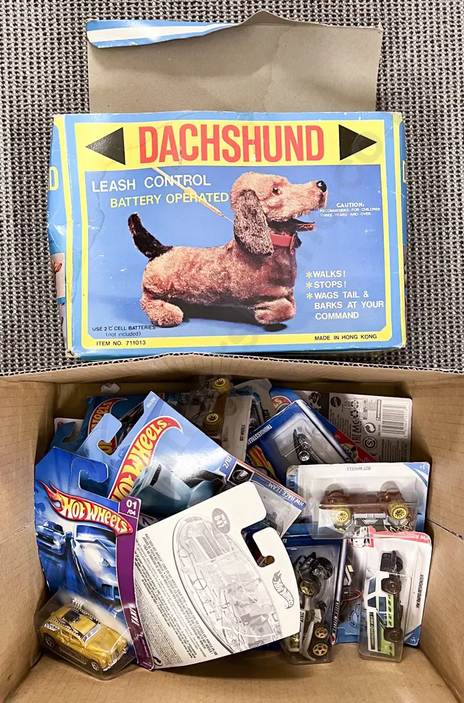 Quantity of Assorted Boxed Hotwheels Together with Boxed Vintage Dachshund Toy Image 1++