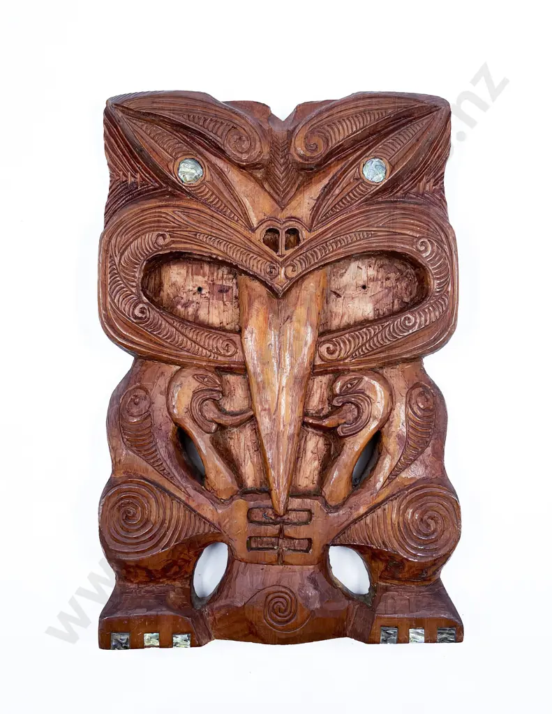 Carved Tiki Panel with Paua Inlay Image 1++