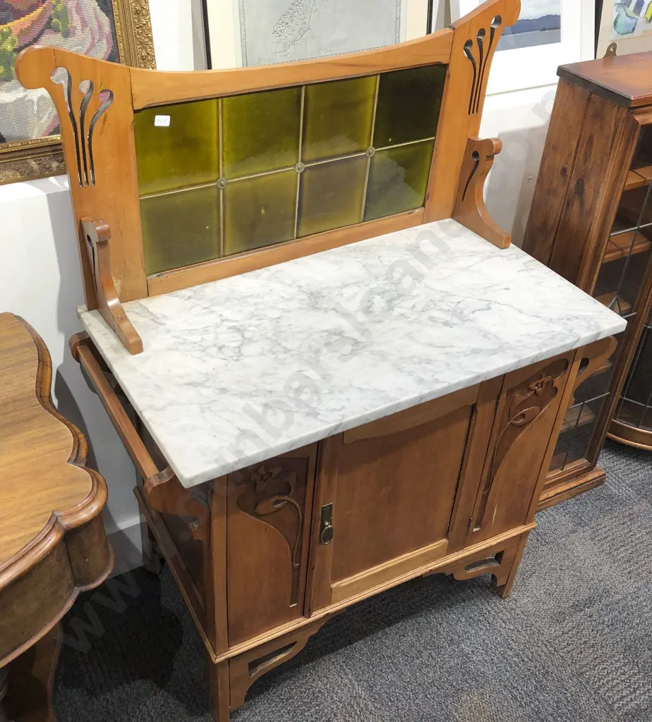 Art Nouveau Marble Top Wash Stand Image 1++