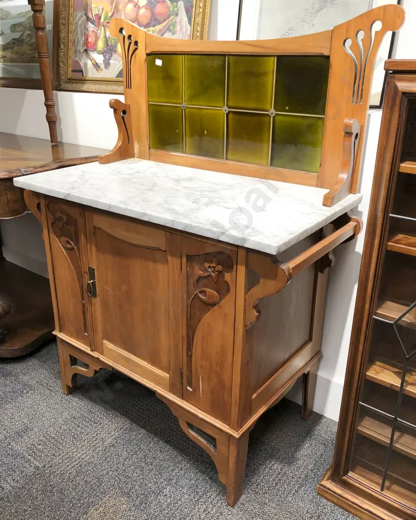 Art Nouveau Marble Top Wash Stand Image 1++