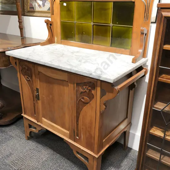 Art Nouveau Marble Top Wash Stand